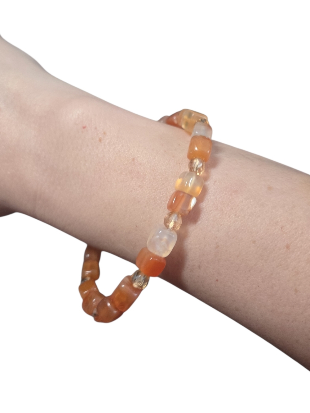 Orange Jade Beaded Bracelet | Handmade Healing Gemstone Jewelry. 236 - Picture 2 of 4